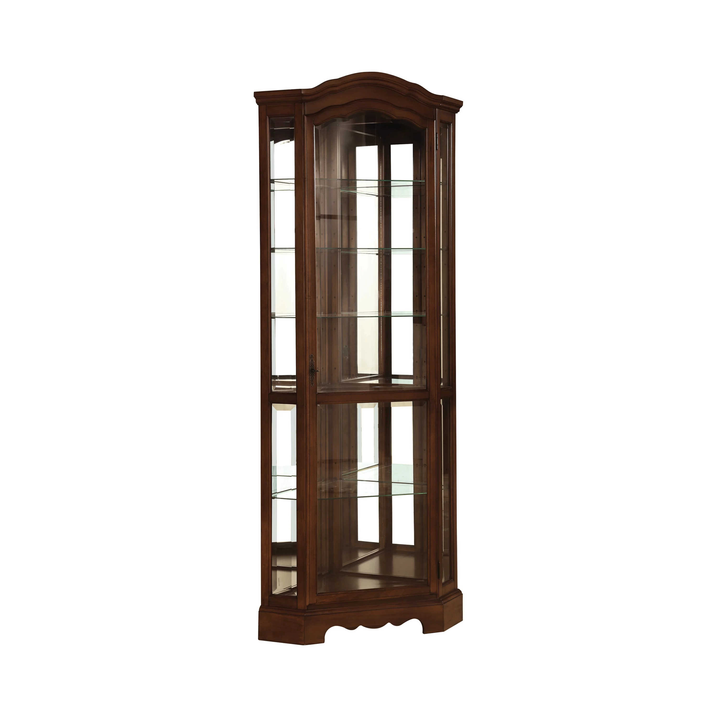 6-shelf Corner Curio Cabinet Burnished Brown