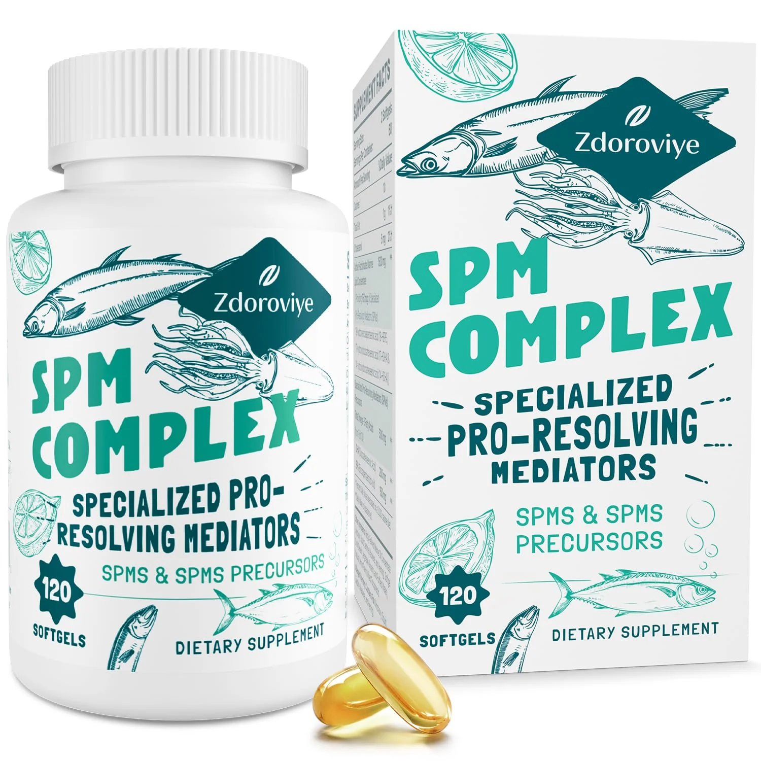Zdoroviye Specialized Pro-Resolving Mediators and SPMs Precursors Complex, SPM Supplement for Balanced Immune Response, Brain, Tissue & Cellular