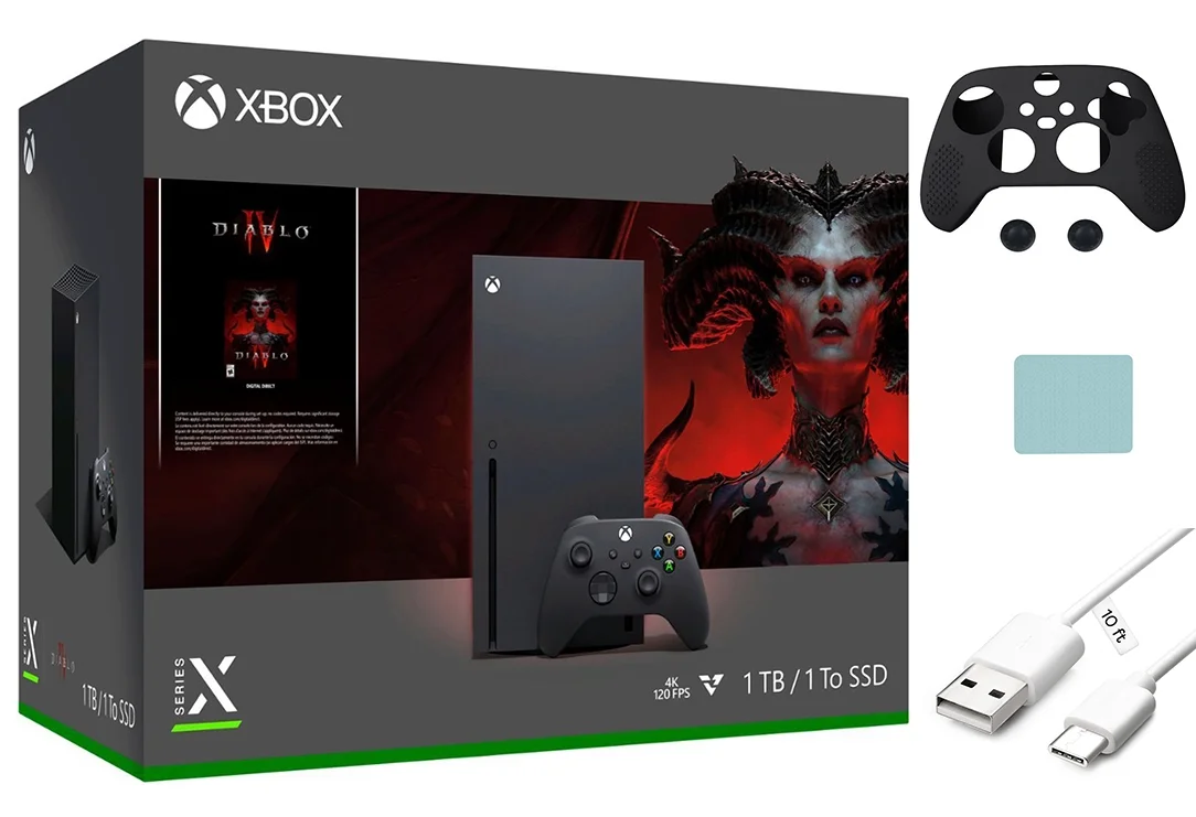 Microsoft Xbox Series X, Diablo® IV Bundle, 1TB SSD Video Gaming Console - 1 Xbox Wireless Controller+ Tigology Accessories