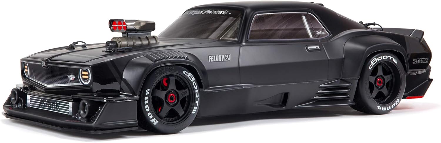 ARRMA 1/7 Felony 6S BLX Street Bash All-Road Muscle Car RTR (Ready-to-Run Transmitter and Receiver Included, Batteries and Charger Required), Black