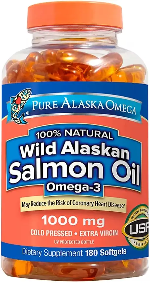 generic Pure Alaska Omega-3 Wild Alaskan Salmon Oil 1000mg Softgels 180-Count - Kansas Nuitrition - HNZSDS