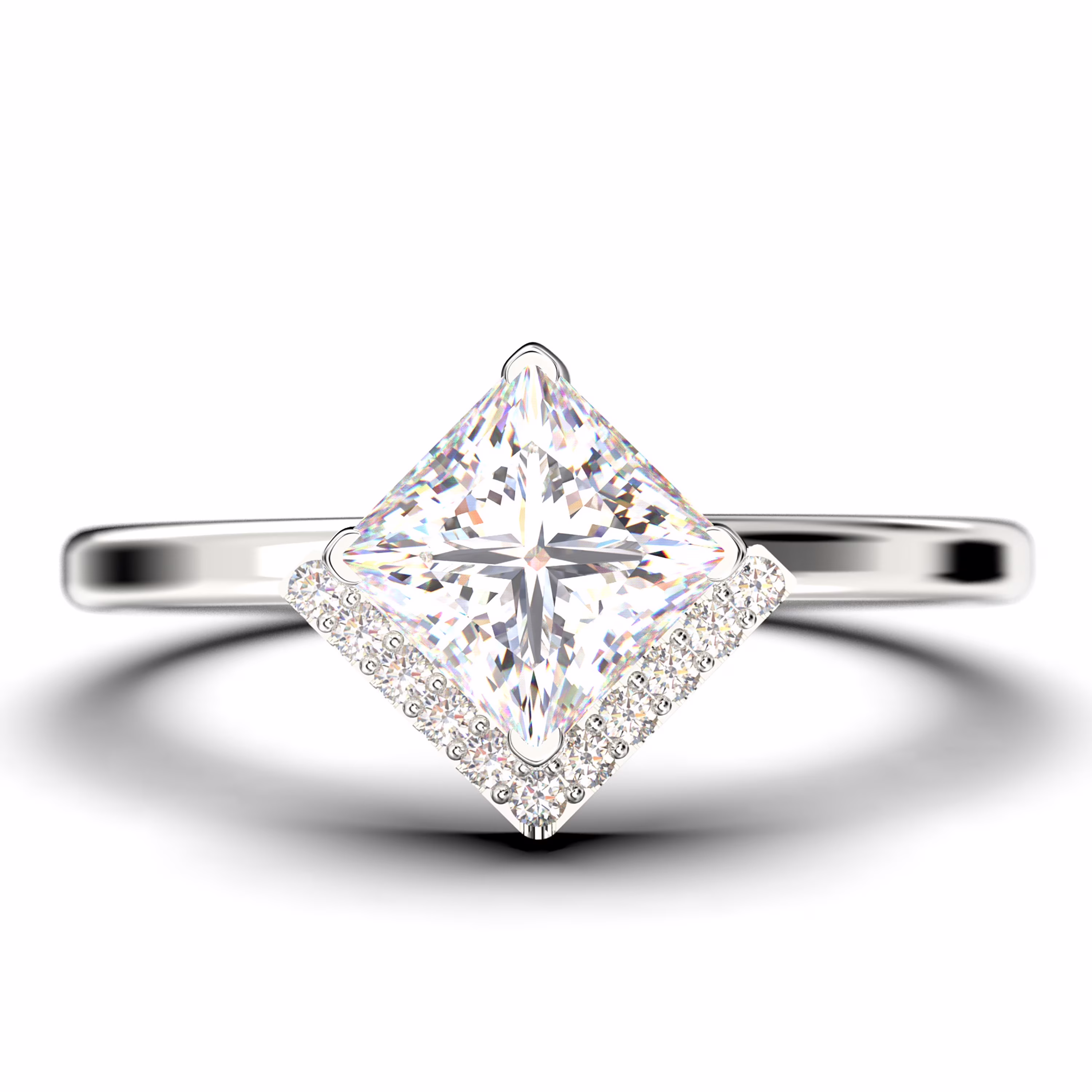 Boho & hippie 1.50 Carat Princess Cut Diamond Moissanite Dainty Engagement Ring