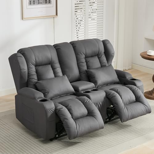 SAMERY 65.5" RV Loveseat Recliner Double Recliner RV Sofa & Console | Wall Hugger Reclining RV | RV Theater Seats | RV Couch | RV Theater Seating |