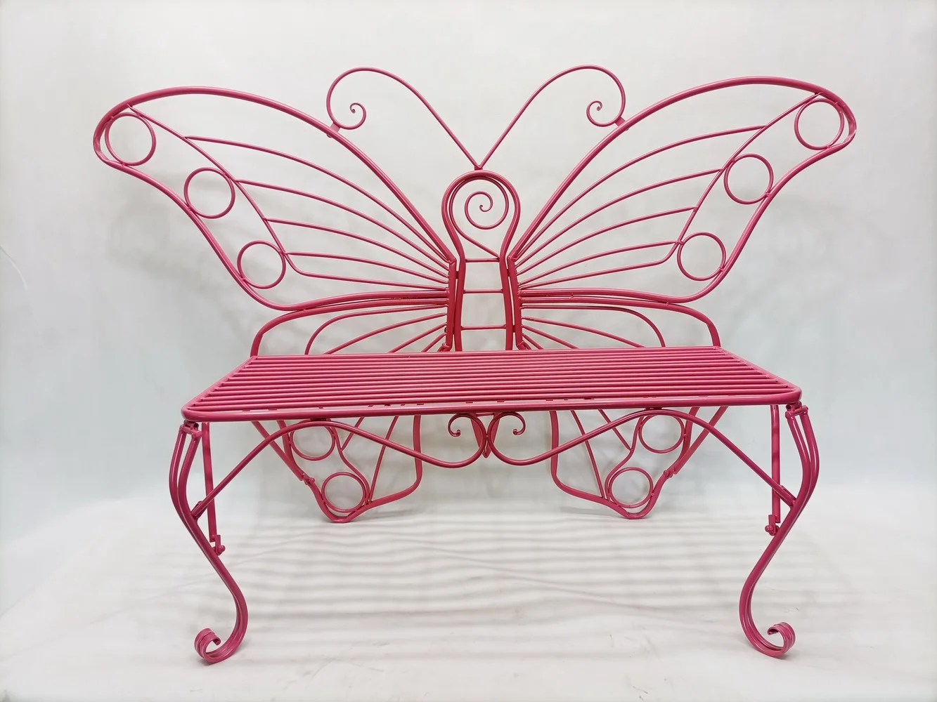 Pink Metal Butterfly Bench: Enchanting Outdoor Charm