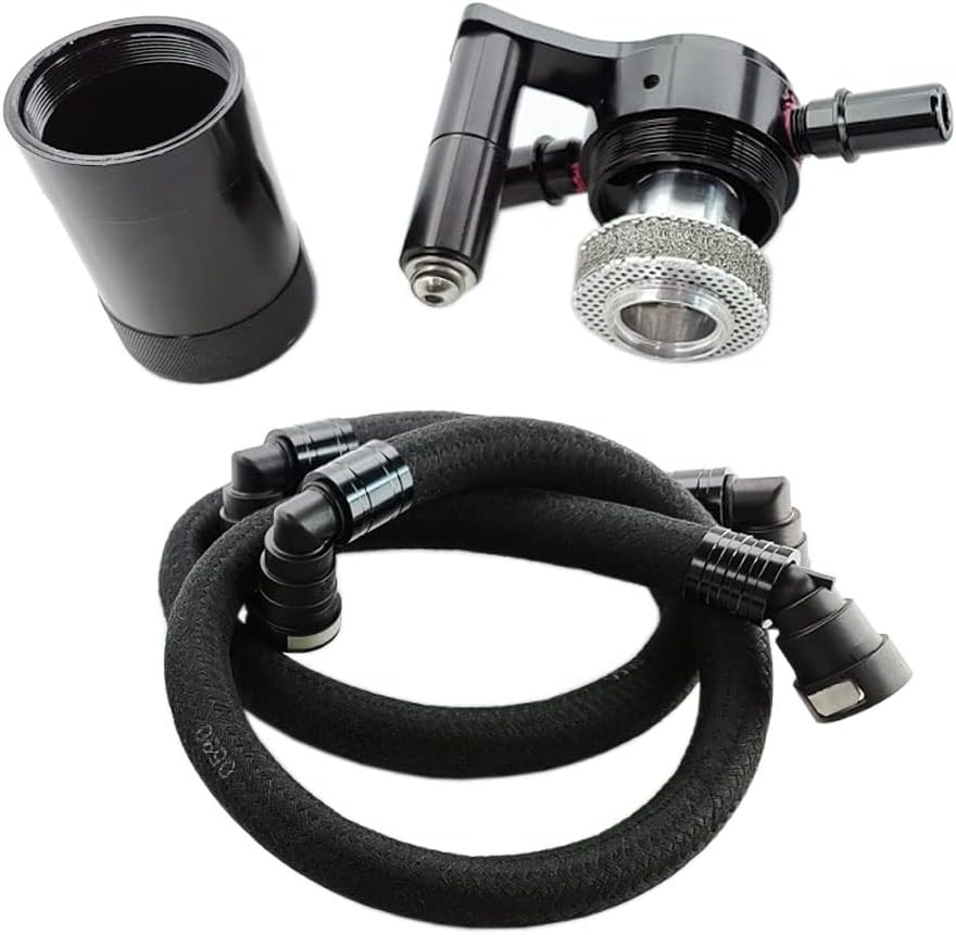 UPR Genuine 2011-2022 2.7 3.5 5.0 6.2 F150 Ecoboost Oil Catch Can Kit - Black - Aluminum Fittings - Continental Insta-Grip Braided Hoses
