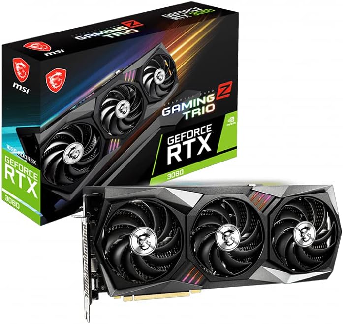 MSI Gaming GeForce RTX 3080 LHR 10GB GDRR6X 320-Bit HDMI/DP Nvlink Torx Fan 4 RGB Ampere Architecture OC Graphics Card (RTX 3080 Gaming Z Trio 10G