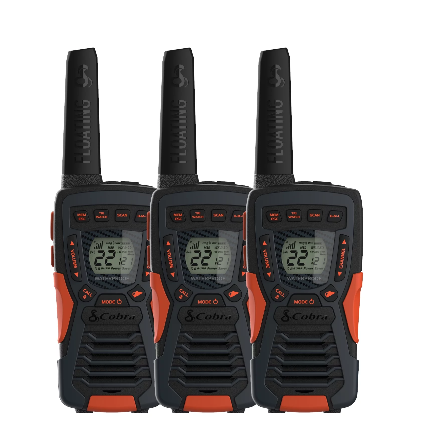 Cobra CXT1095 3PH Emergency Two-Way Radios (3-Pack) IP67 Certified Waterproof Walkie Talkies
