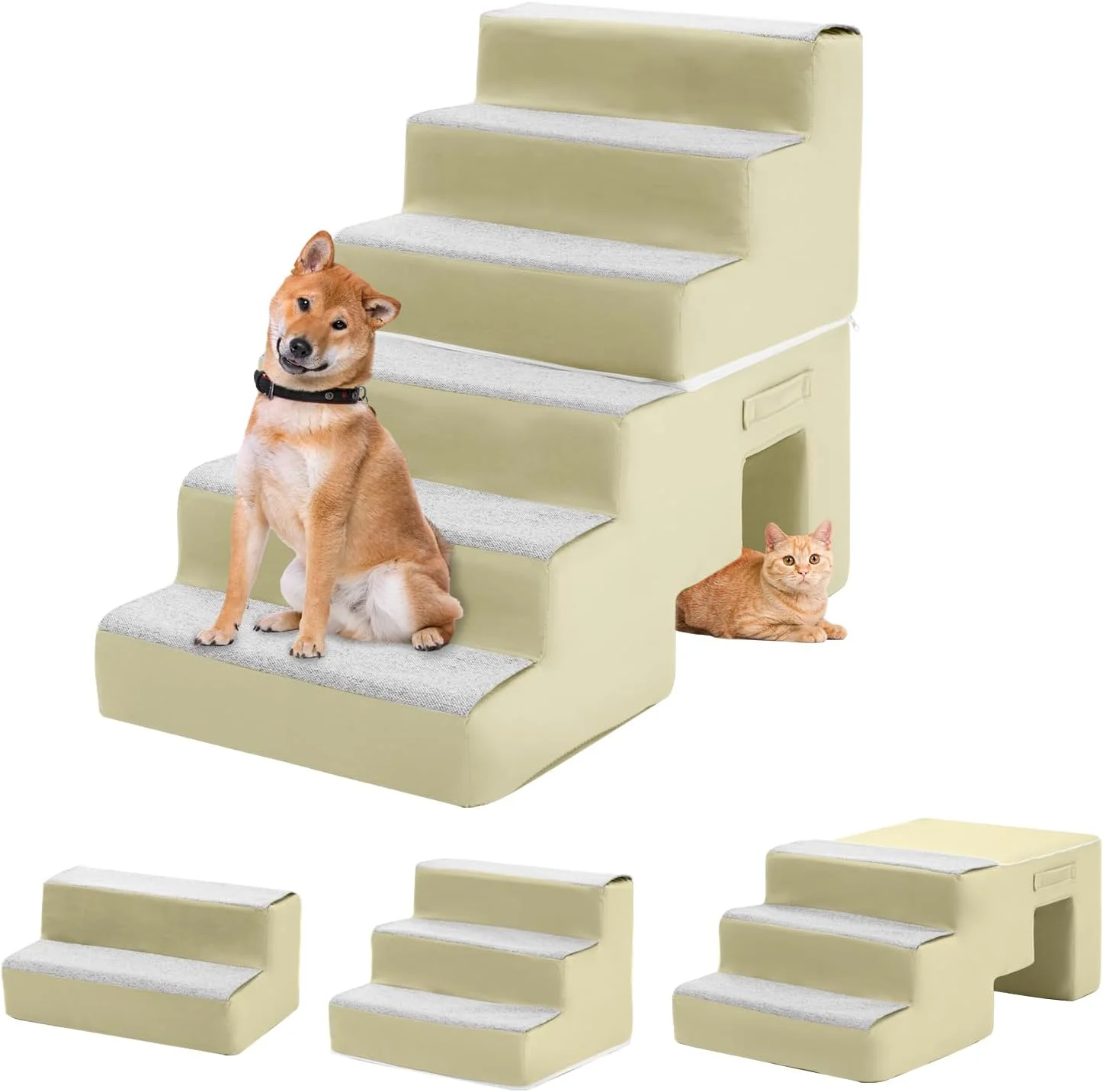 Dog Stairs, 28" Cuoote Dog Ramp for Small Dogs and Cats, Non-Slip Bottom Dog Steps for Beds and Couches