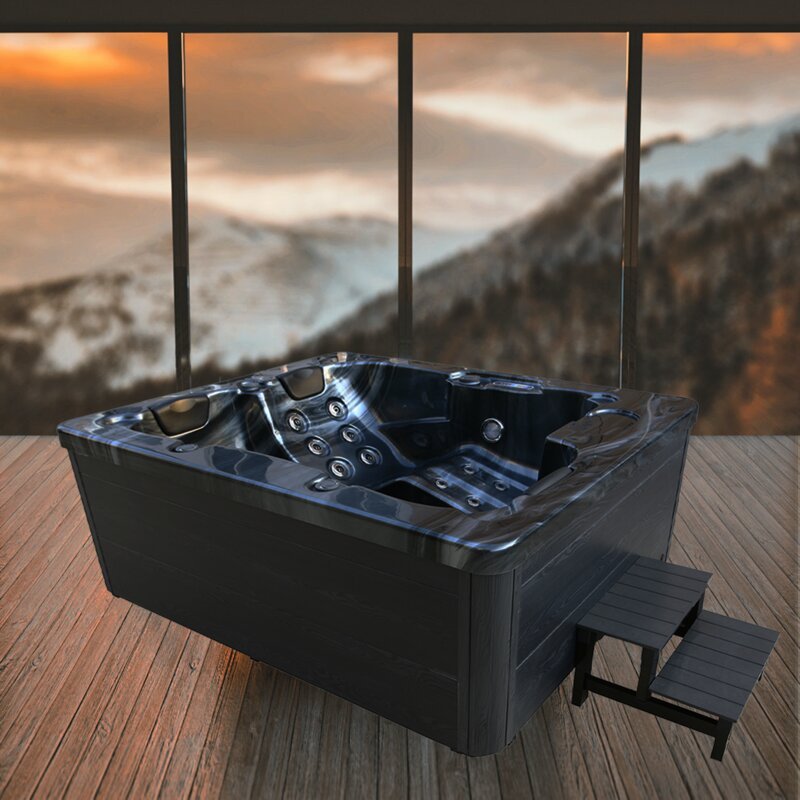 WSINC 3 - Person 27 - Jet Acrylic Rectangular Hot Tub with Ozonator in Grey Oak