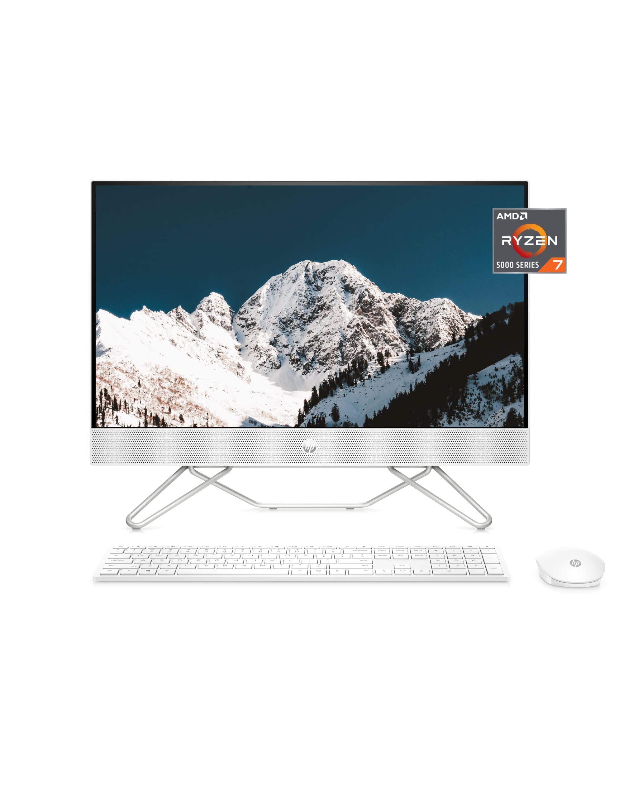 HP 27” All-in-One Desktop PC, AMD Ryzen 7 5700U, 12 GB RAM, 256 GB SSD & 1 TB Hard Drive, Full HD IPS Display, Windows 11 Pro, 720p Privacy Webcam