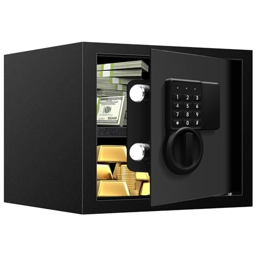 2.2 Cu Home Use Safe Box Fireproof Waterproof, Safety Box with Digital Keypad Sensor Light Key for Office Documents
