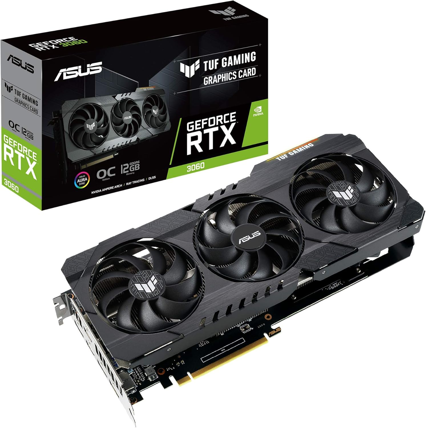 ASUS TUF Gaming NVIDIA GeForce RTX 3060 OC Edition Graphics Card (PCIe 4.0, 12GB GDDR6, HDMI 2.1, DisplayPort 1.4a, Dual ball Fan Bearings