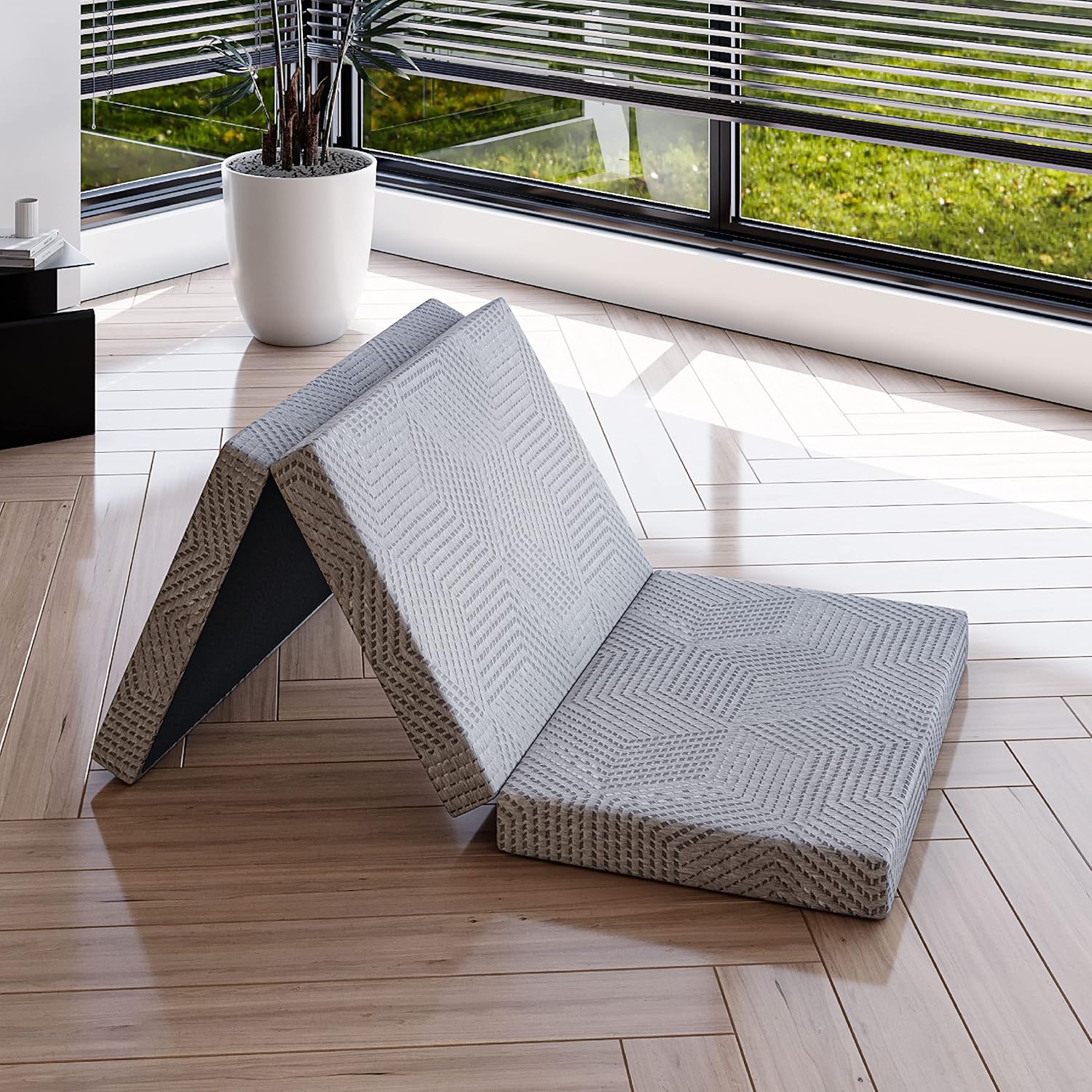Folding Mattress 4 Inch Tri Folding Memory Foam Mattress, Portable Trifold Mattress Topper with Breathable & Washable Cover