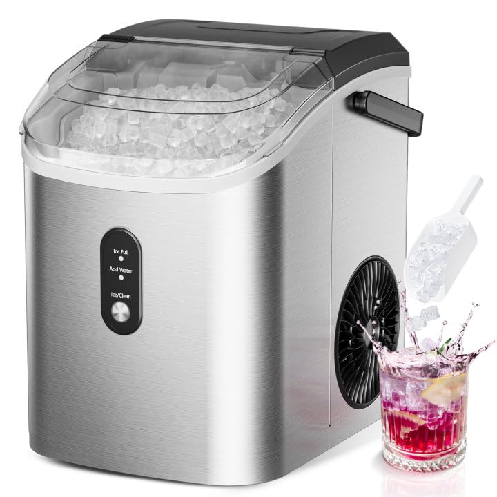 Euhomy Nugget Ice Maker Machine with Handle, 33Lbs/24H Portable Ice Maker.