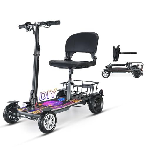 Mobility Scooters for Adults 15 Miles Driving Distance Weight Only 43lbs, 4 Wheeled Lightweight Travel Mobility Scooters