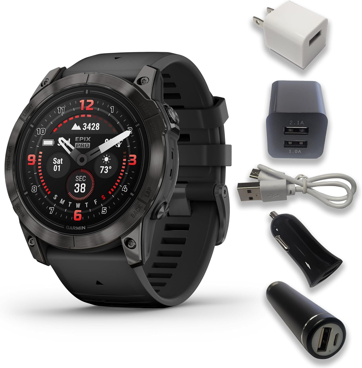 Epix Pro Gen 2 Sapphire Titanium 51 mm Watch, AMOLED Display, Up to 31 Days Battery Life, Multisport & Outdoor GPS Smartwatch Bundle