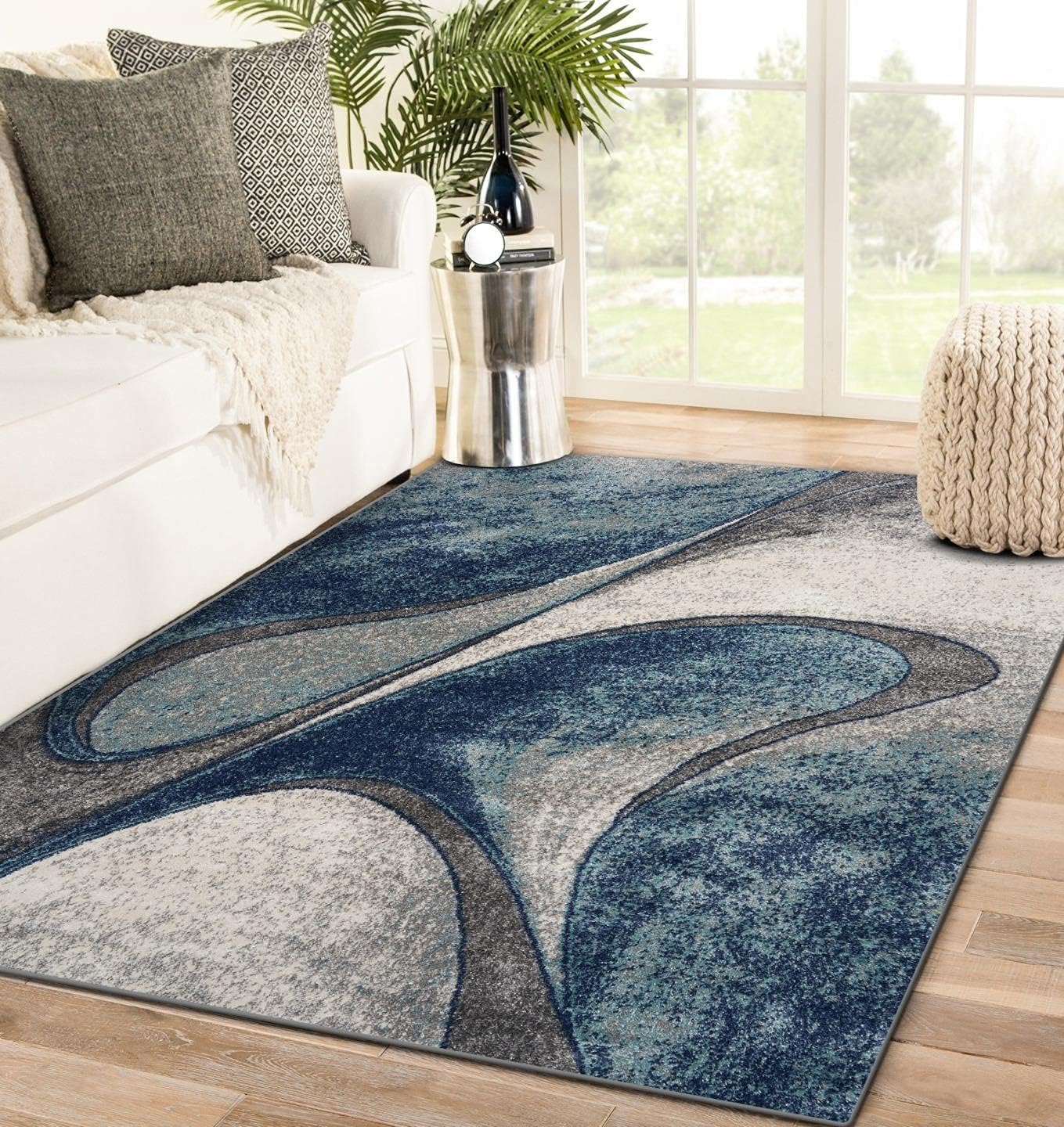 LUXE WEAVERS Spiral Abstract Blue 8x10 Area Rug