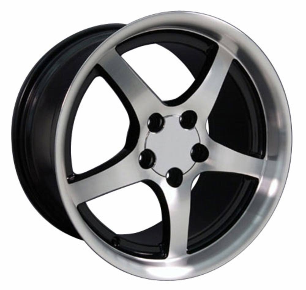 OE Wheels 18x9.5 Wheel Fit Corvette, Camaro - C5 Style DD Black Rim with Machined Face
