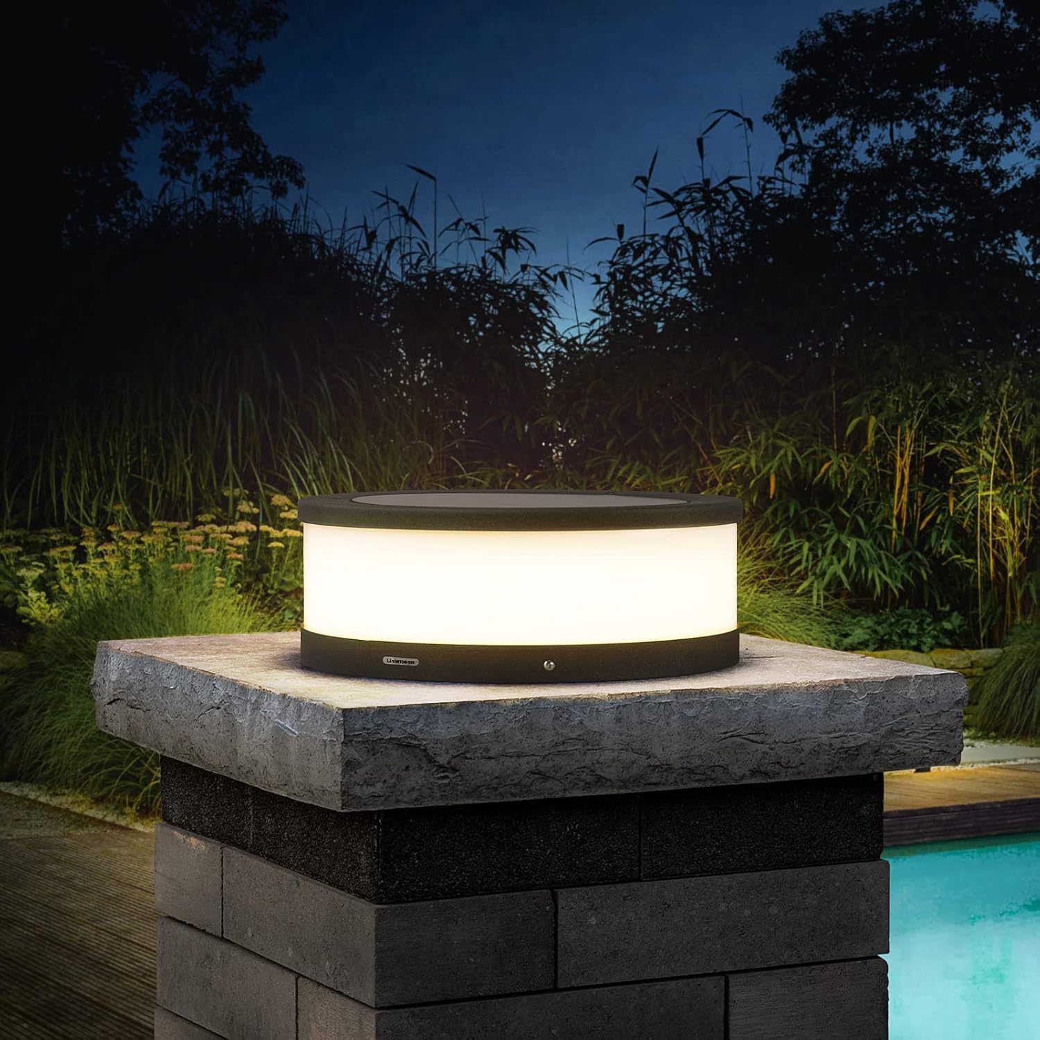 Linkmoon Outdoor Solar Post Cap Light, Modern LED Warm Light with Waterproof IP54 Standards for Exterior House Porch Patio, Garden Fence and Deck