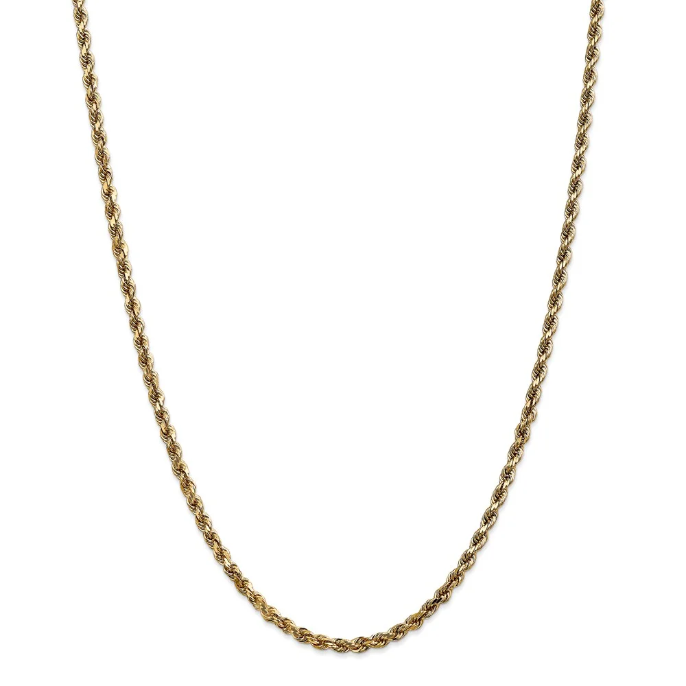 Leslie's Real 14kt Yellow Gold 3.5mm Diamond-Cut Rope Chain; 24 inch; Lobster Clasp; for Adults and Teens; for Women and Men
