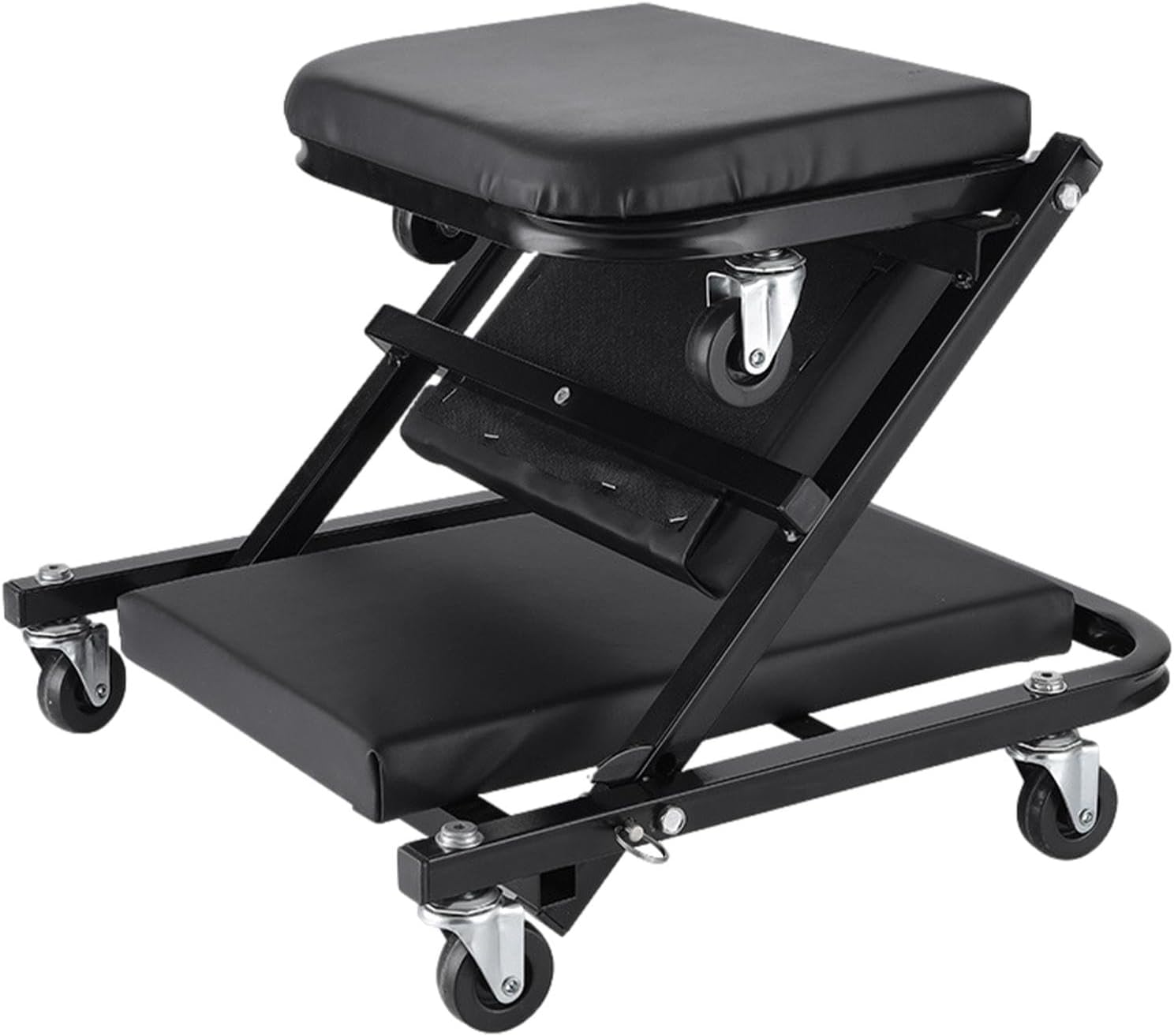 Foldable Z Creeper, 2-in-1 Rolling Folding Car Creeper & Seat, 36 Inches Adjustable Roller Garage Chair Lay Down or Sit