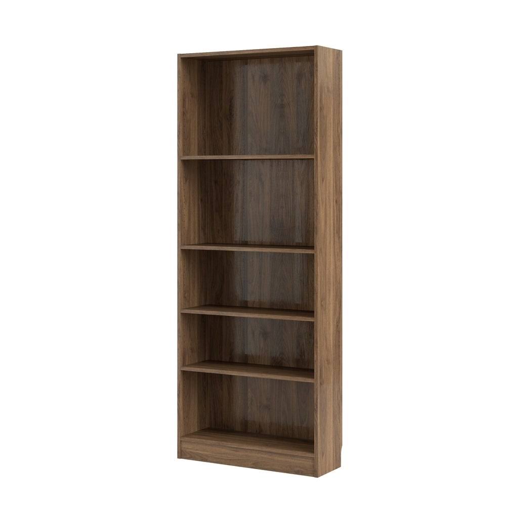 Porch & Den Alethea Walnut Tall Wide 5-Shelf Bookcase (Walnut), Brown