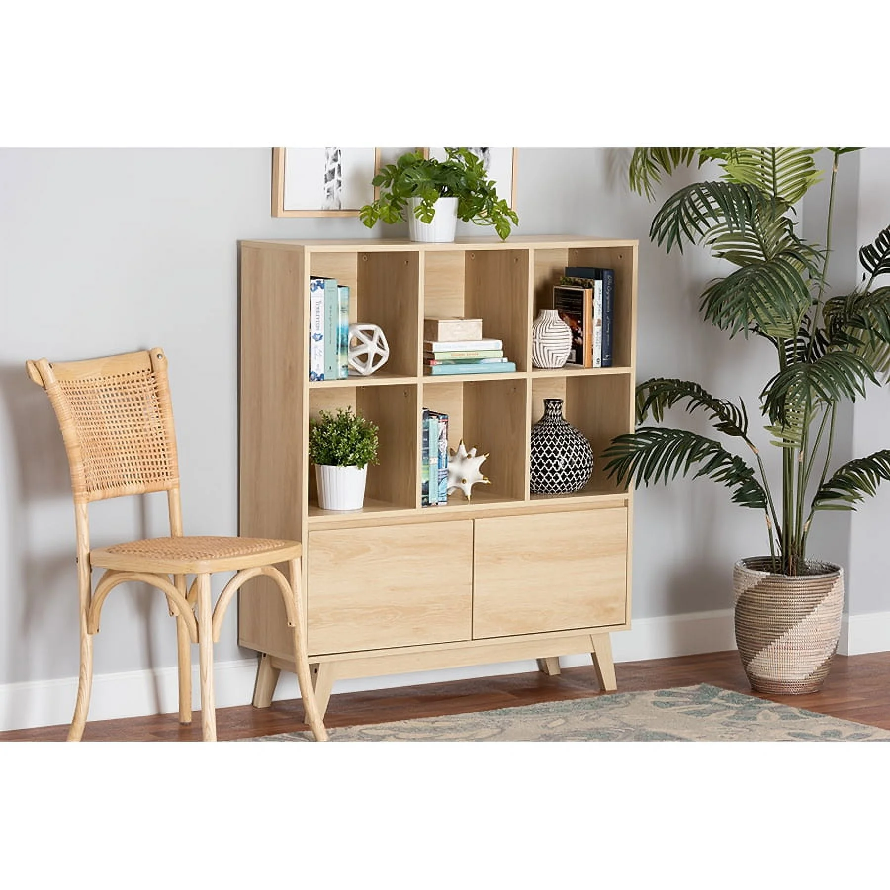 Baxton Studio Danina Japandi Oak Brown Finished Wood Bookshelf