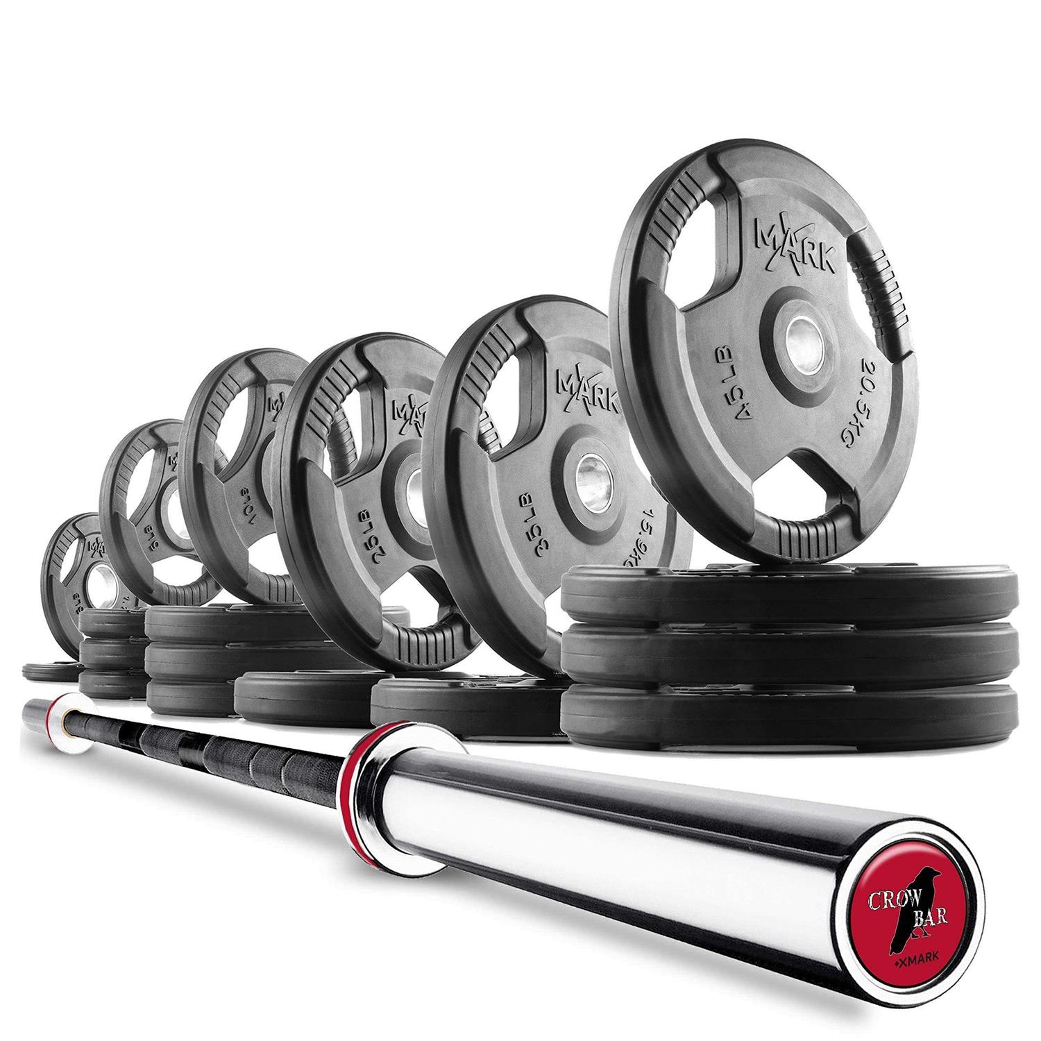 XMARK Tri grip Olympic Weight Plates and Bar Set Builder - Sports Supplies Online Store