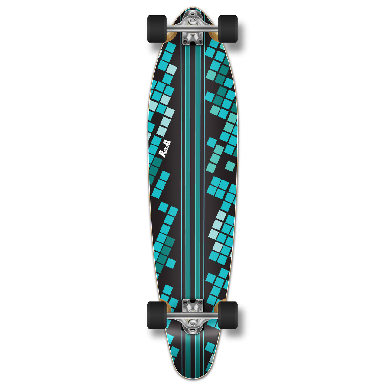 Yocaher Kicktail Black Digital Wave Longboard Complete