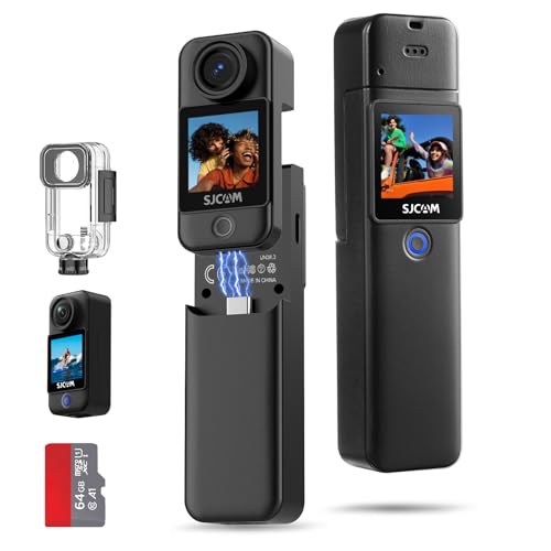 SJCAM C300 Pocket Action Camera 4K,7Hour Power, 6-Axis Stabilization, Dual-Touch Screen Body Camera,30M Waterproof