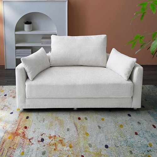 Foldable Sleeper Sofa Bed,Adjustable Futon Sofa with 3 Elastic Pillows,Multi-Functional Sitting and Sleeping Sofa,Circular Bed,Floor Sofa Chair Bed