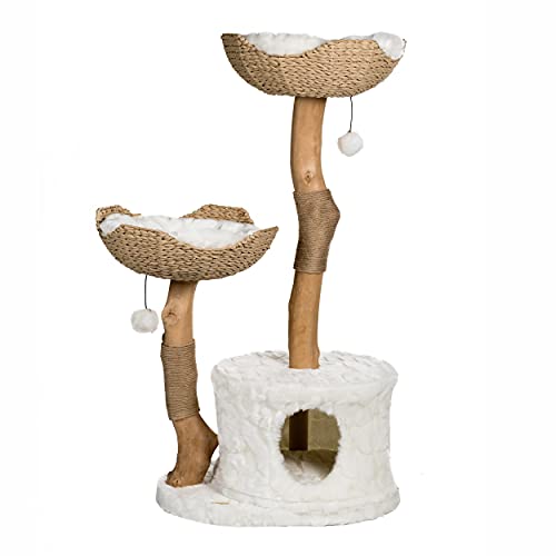 MAU Modern Cat Tree Tower for Large Cats, Real Branch Luxury Cat Condo, Wood Cat Tower, Cat Scratching Tree, Cat Condo, Cat Lover Gift, Luxury Cat