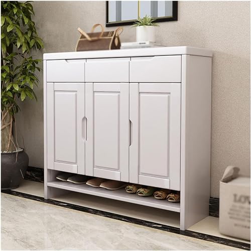Shoe Storage Cabinet Entrance Shoe Cabinet with 3 Storage Drawers Home Living Room Corridor Solid Wood Shoe Cabinet Storage Cabinet Shoe Cabinet for