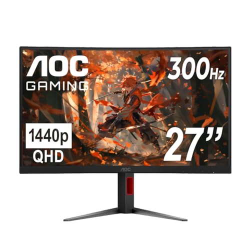AOC CQ32G4VE 32" Curved Frameless Gaming Monitor 2K QHD, 1500R Curved VA, 180Hz, 0.5ms Response Time, 2X Display Port, 2X HDMI