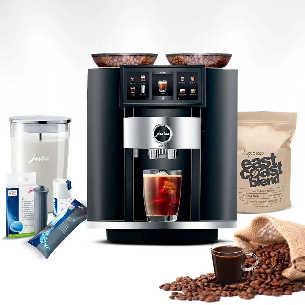 Jura GIGA 10 Automatic Espresso Machine (Diamond Black) with Capresso Coffee Bean, and Accessories - Curated Treasures Market