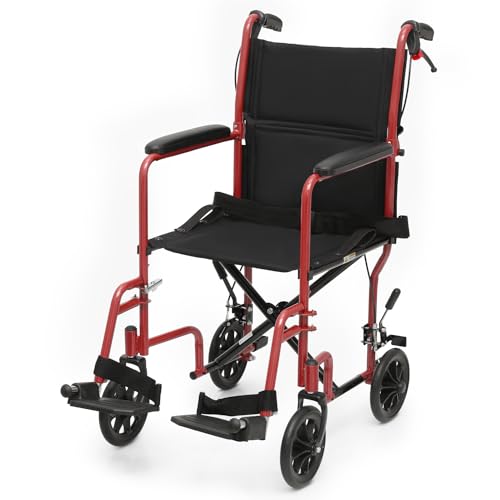 Magshion Wheelchairs for Adults with Swing-Away Footrest and Flip Back Backest Foldable Lightweight 16 inch Wide Seat Wheel Chair for Storage and