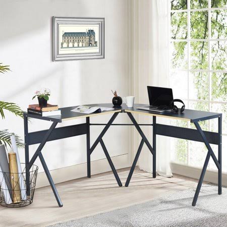 Homy Casa L Shaped Corner Desk, Business Style Computer Gaming Desk, Size: 32, Black