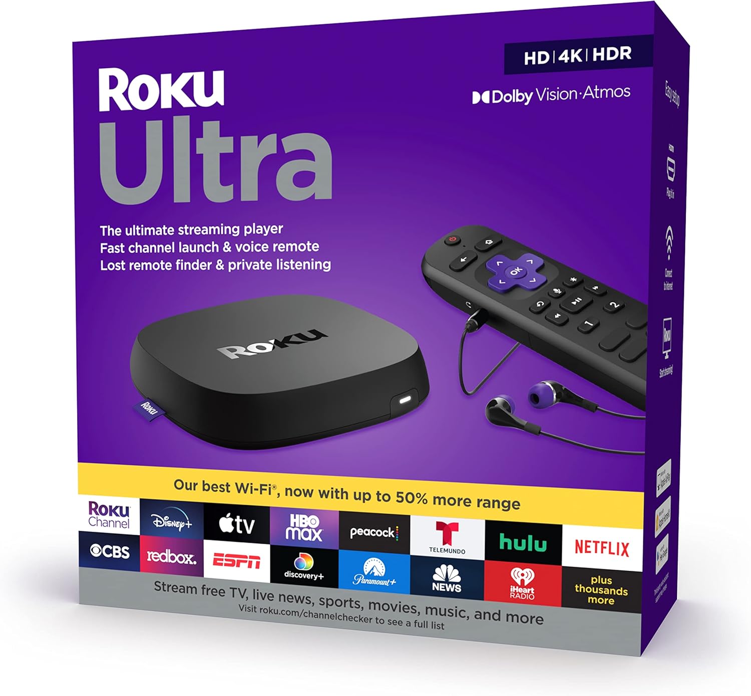 Roku Ultra | Streaming Device HD/4K/HDR/Dolby Vision with Dolby Atmos, Bluetooth Streaming