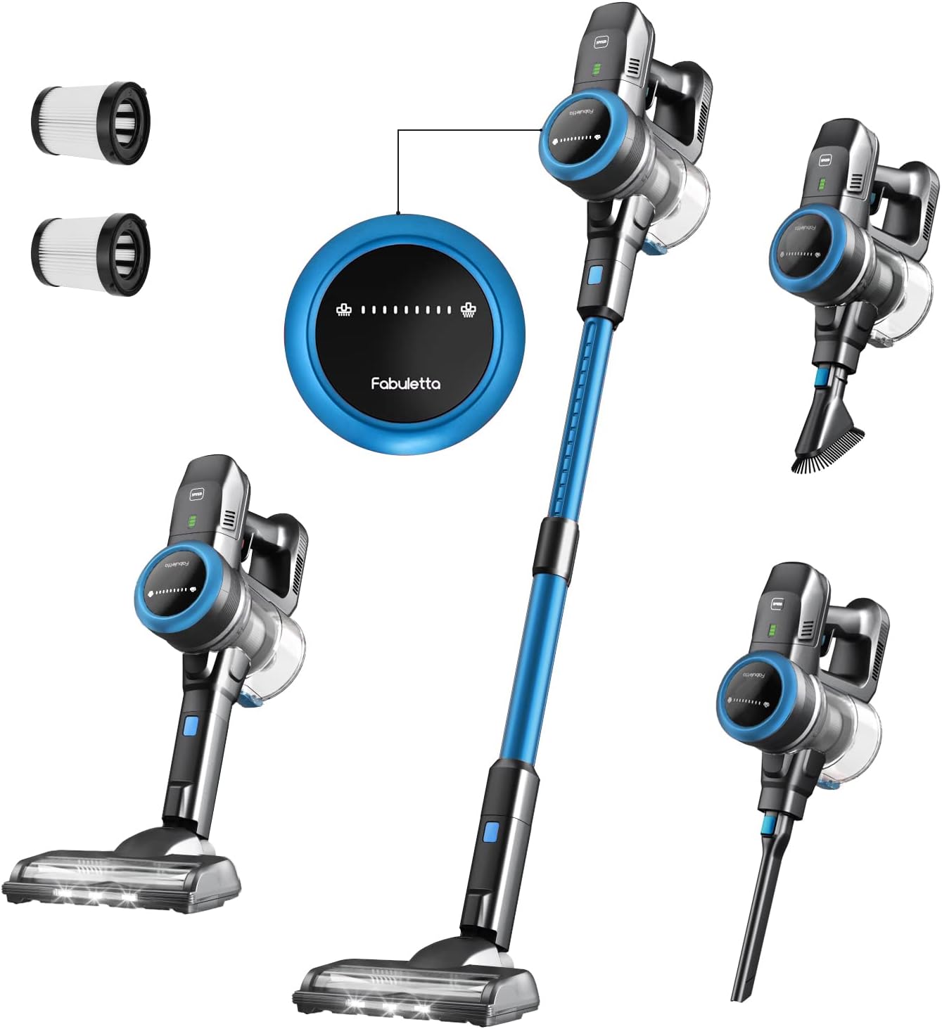 Fabuletta 10-in-1 Cordless Vacuum Cleaner - 24Kpa 250W Brushless Motor Stick Vacuum, Up to 45 Mins Max Runtime Detachable Battery, Led Display