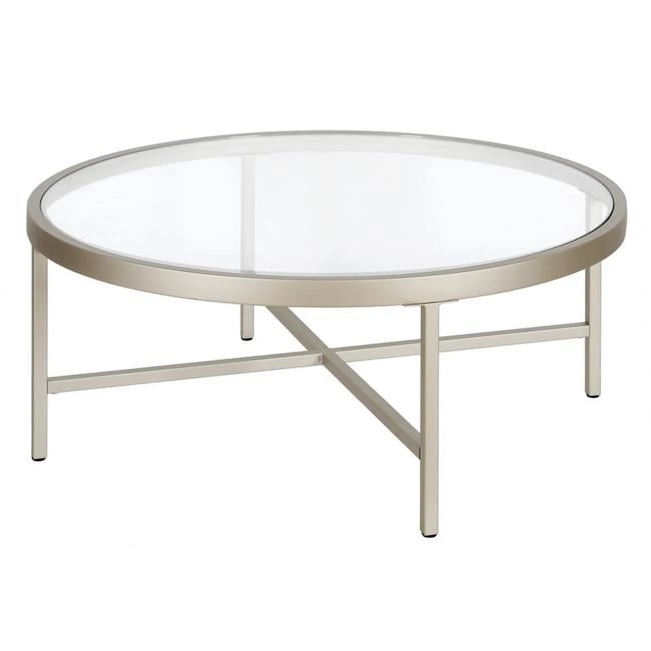 HomeRoots 520977 15 x 36 x 36 in. Silver Glass Round Coffee Table - Curated Treasures Market