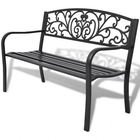 Garden Bench 50 Cast Iron Black, Size: 50 x 24