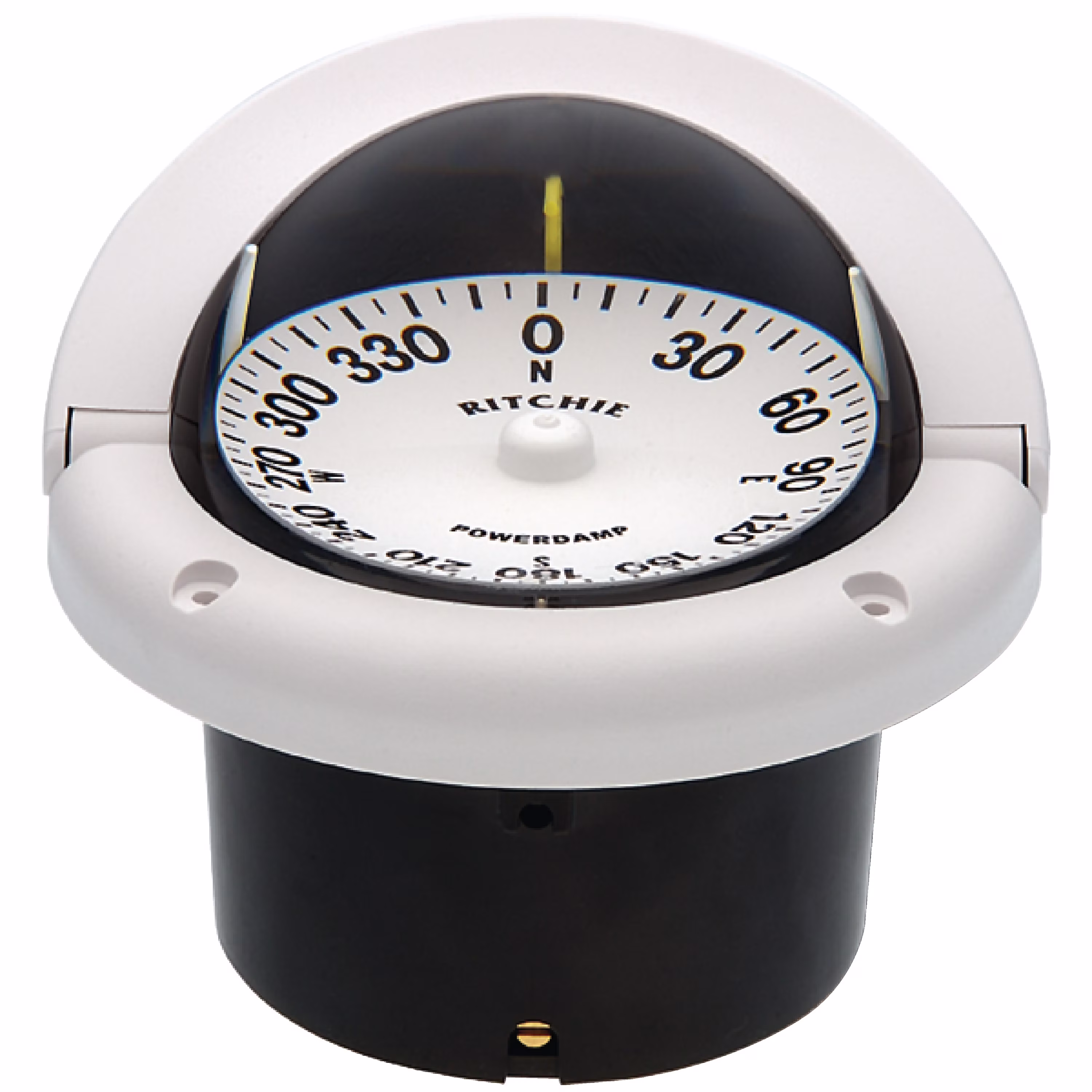 Ritchie HF742W Helmsman White Flat Dial Boat Compass with Green Light & Flush Mount