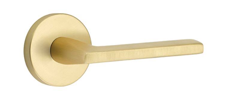 Emtek Helios Lever w/ Disk Rosette Passage Set Satin Brass LH
