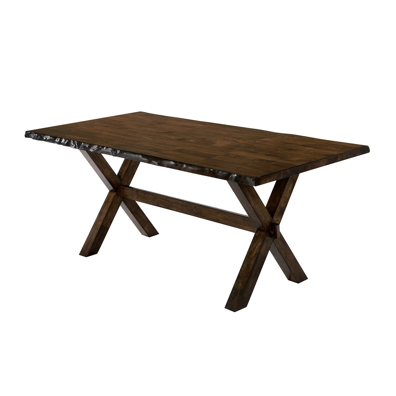 Benzara Transitional Style Solid Wood Rectangular Dining Table with Trestle Base, Brown