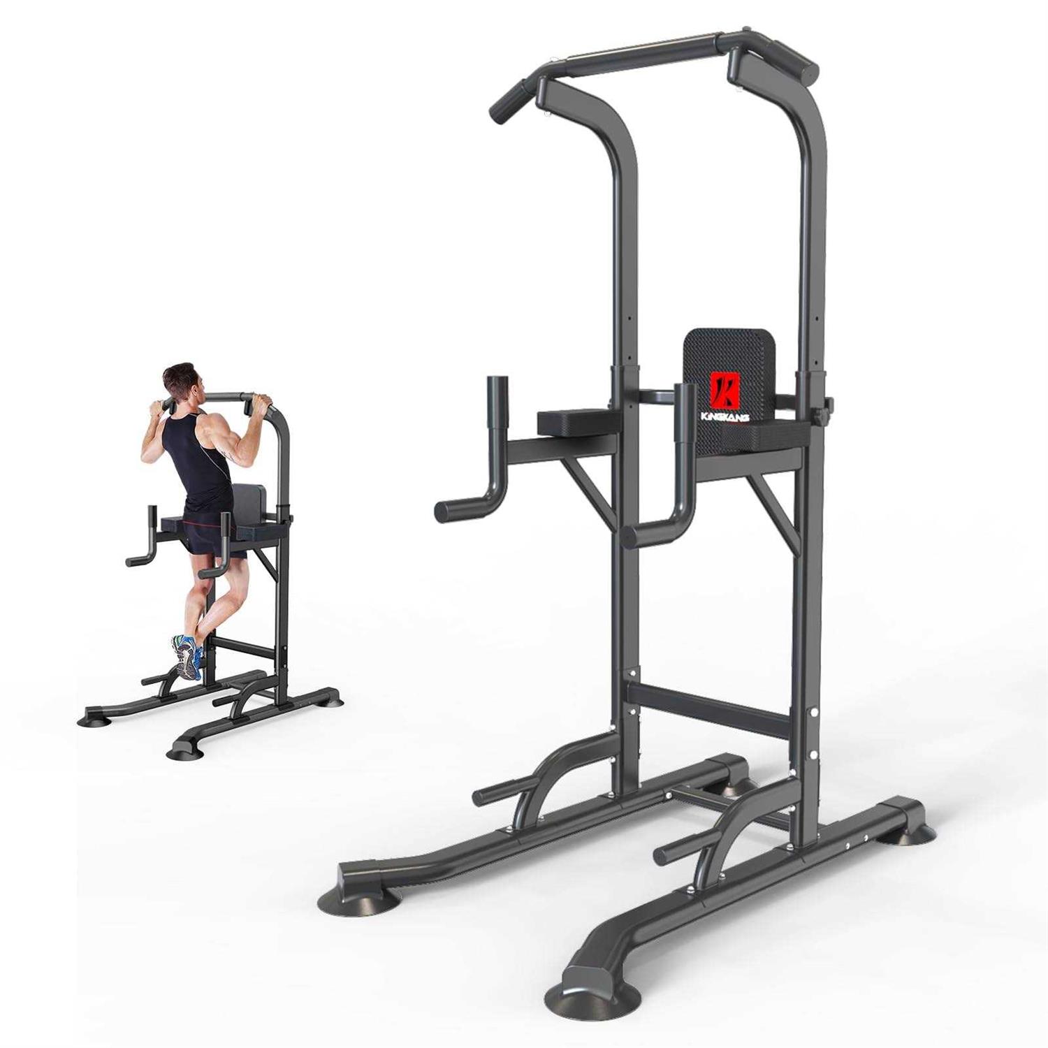 K KiNGKANG Power Tower Adjustable Height Pull Up Dip Station Multi-Function Home Strength Training Fitness Workout Station for Home Gym