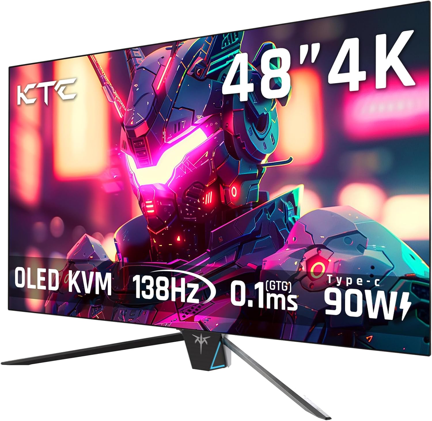 KTC 48 Inch 4K OLED Gaming Monitor, 0.1ms GTG 138Hz, 134% sRGB, 4-Side Frameless, Type-C 90W, Speakers,Remote, Freesync G-Sync, DP/HDMI/USB, VESA