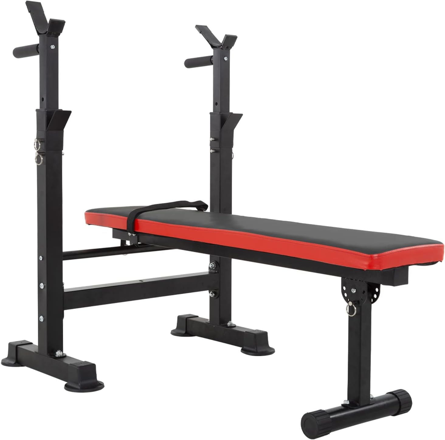 PayLessHere Adjustable Weight Bench with Barbell Rack,Bench Press Folding Multi-Function Workout Bench with Dip Station & Curl Bar