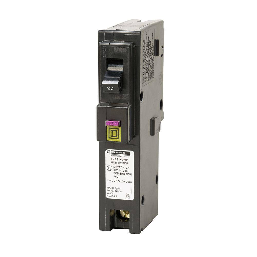 Square D Homeline 20 Amp Single-Pole Plug-On Neutral Dual Function (CAFCI and GFCI) Circuit Breaker (9-Pack)