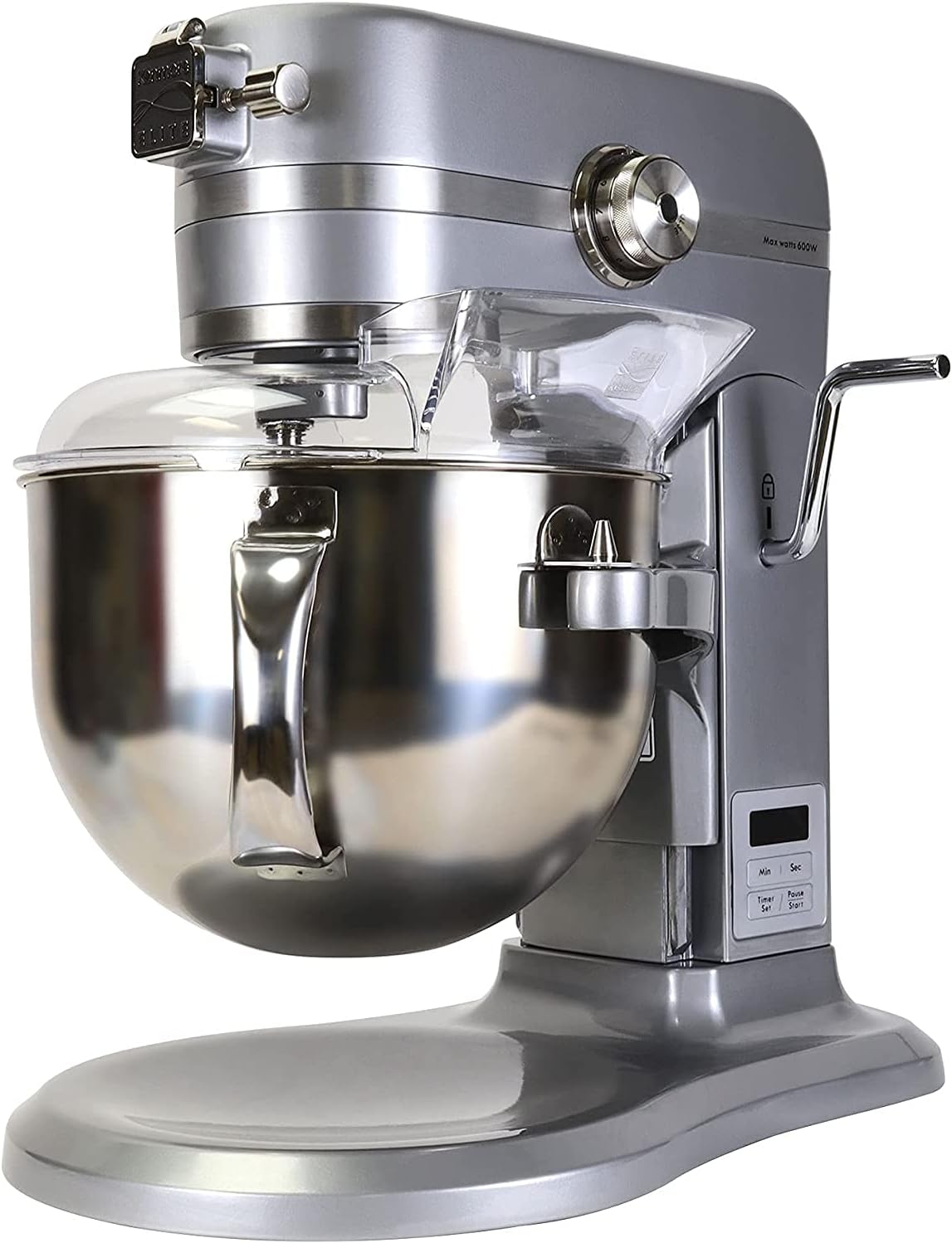 Kenmore Elite Heavy-Duty 6 Qt Bowl-Lift Stand Mixer, 600 Watts, with Flat Beater, Wire Whisk, Dough Hook, Stainless Steel Bowls, LED Light