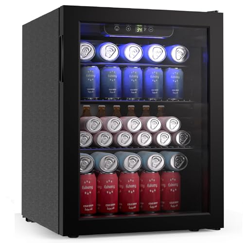 EUHOMY 100 Can Beverage Refrigerator cooler-Mini Fridge Glass Door for Beer Drinks Wines
